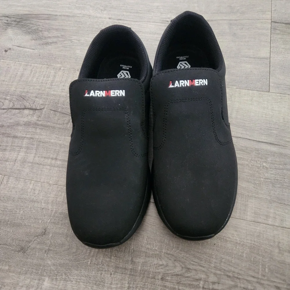 Larnmern Mens Slip On Work Shoes Black L03301-8 Sz. 6.5 Casual Non-Slip Sneakers